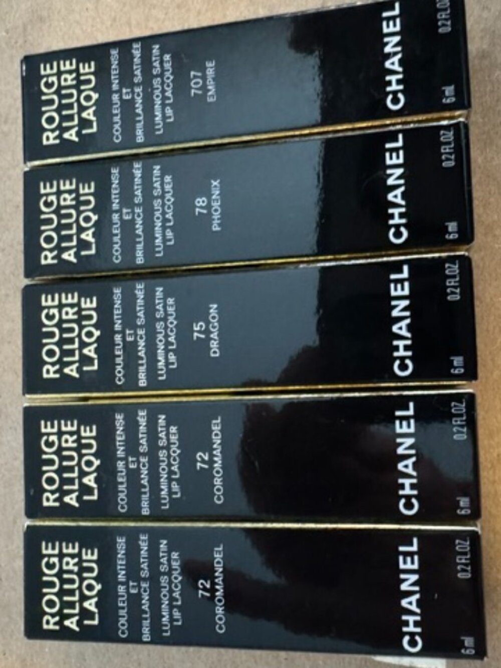 SET OF 5 CHANEL ROUGE ALLURE LAQUE LUMINOUS SATIN LIP LACQUER